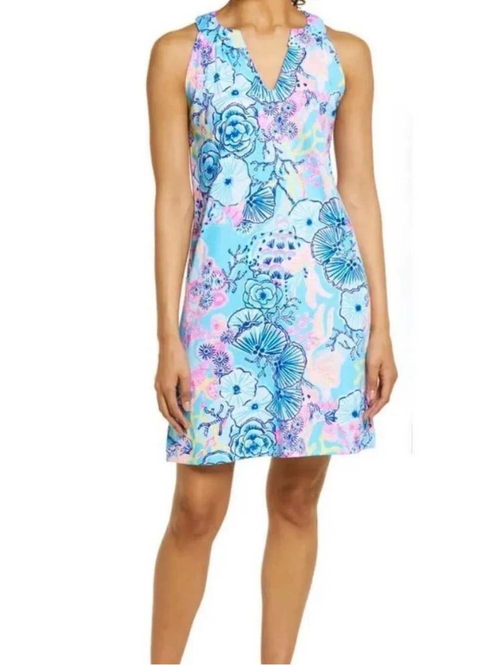 Lilly Pulitzer Shift Floral Mini Dress Size Small Blue Pink
